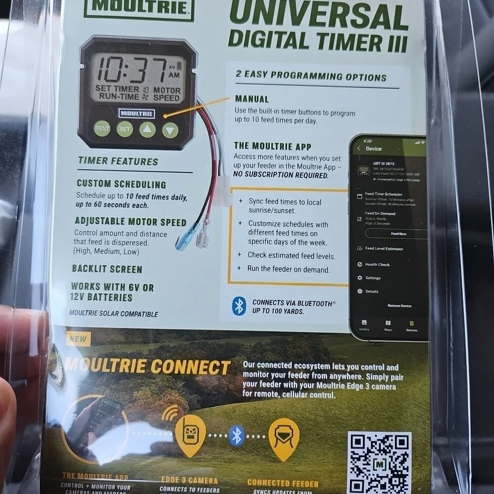 Moultrie Universal Digital Timer III Deer Feeder Timer, Bluetooth, 10 Feeds